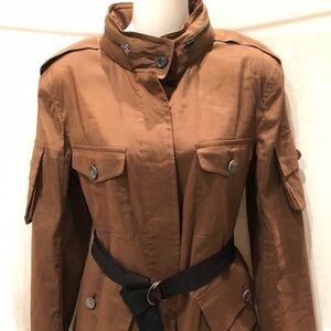 DONNA KARAN Caramel Brown Safari Jacket 10 12 $1K